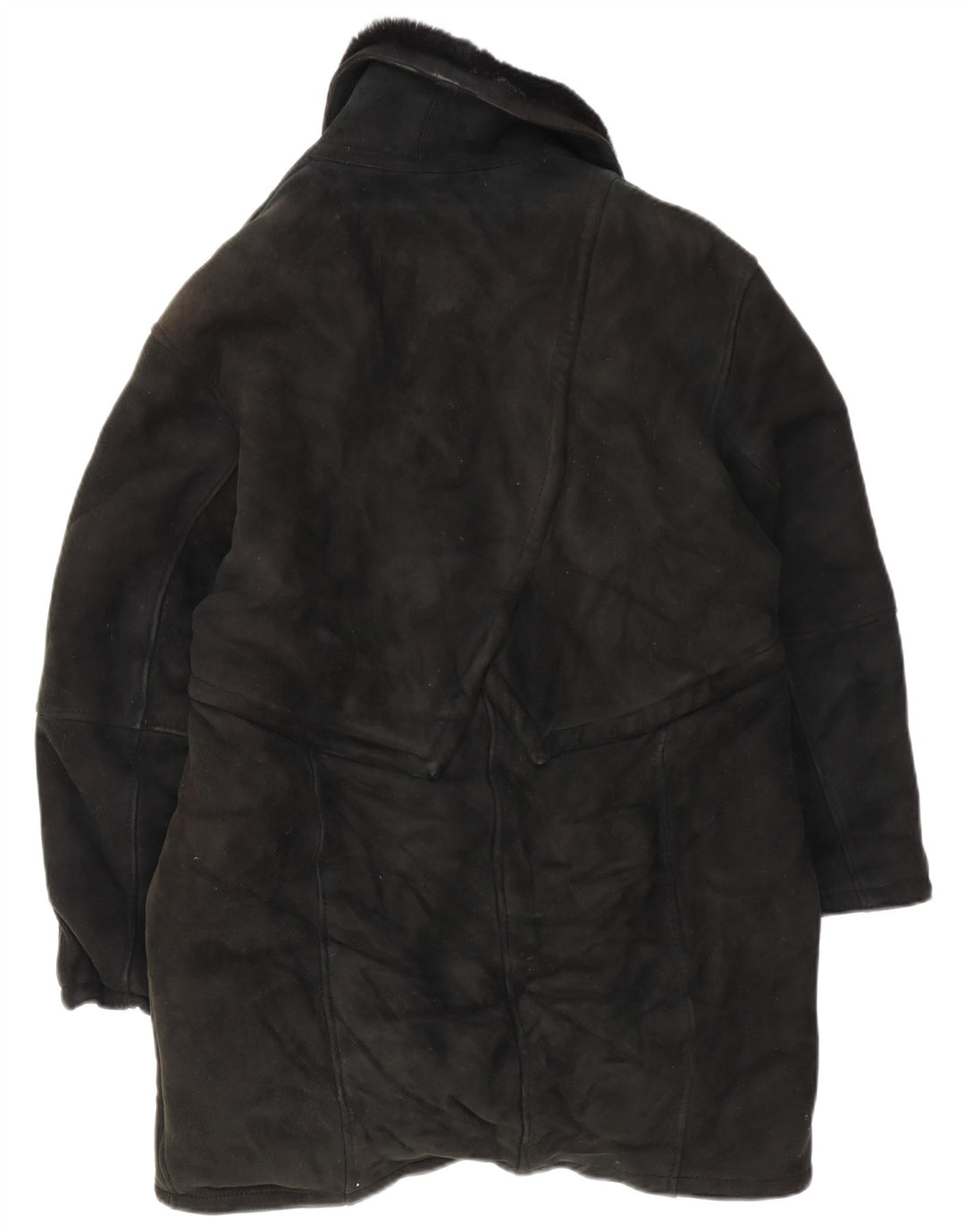Vintage mujer oversize shearling abrigo IT 46 grande negro shearling