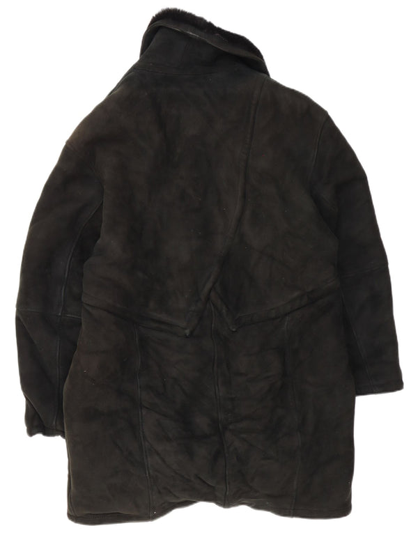 Vintage mujer oversize shearling abrigo IT 46 grande negro shearling