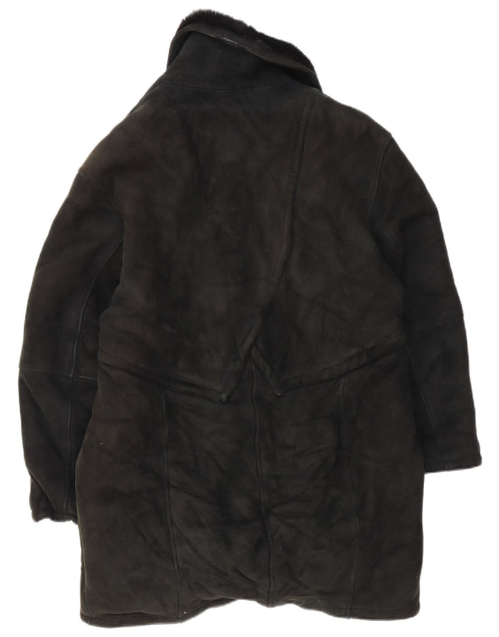 Vintage mujer oversize shearling abrigo IT 46 grande negro shearling