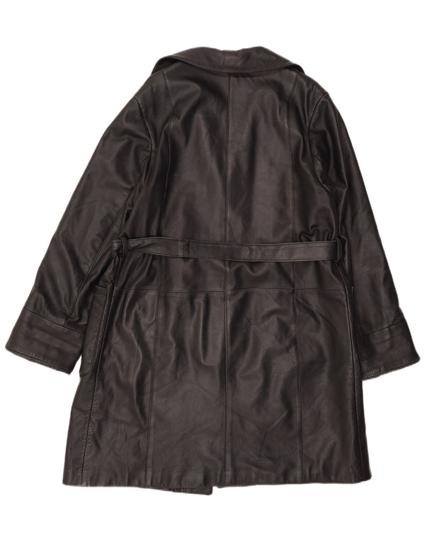 Abrigo de cuero vintage para mujer IT 44 Medio Negro