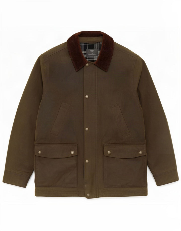 Marks & Spencer Chaqueta de algodón encerado para hombre UK 38 Medium Khaki