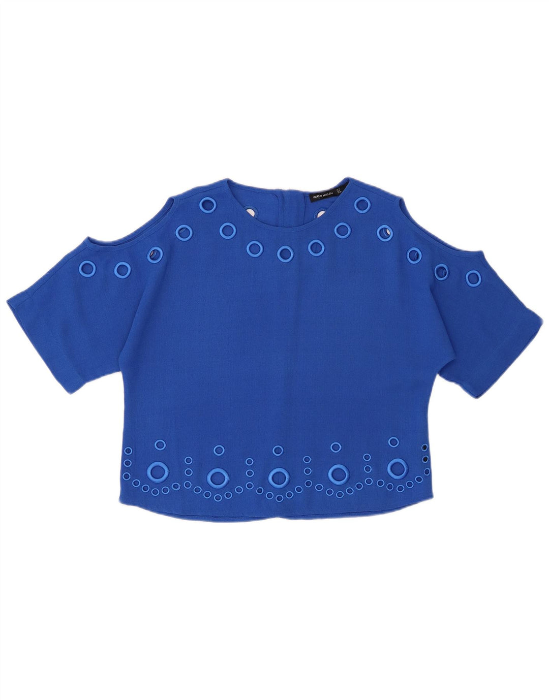 KAREN MILLEN Blusa corta extragrande para mujer UK 10 Small Blue Poliéster