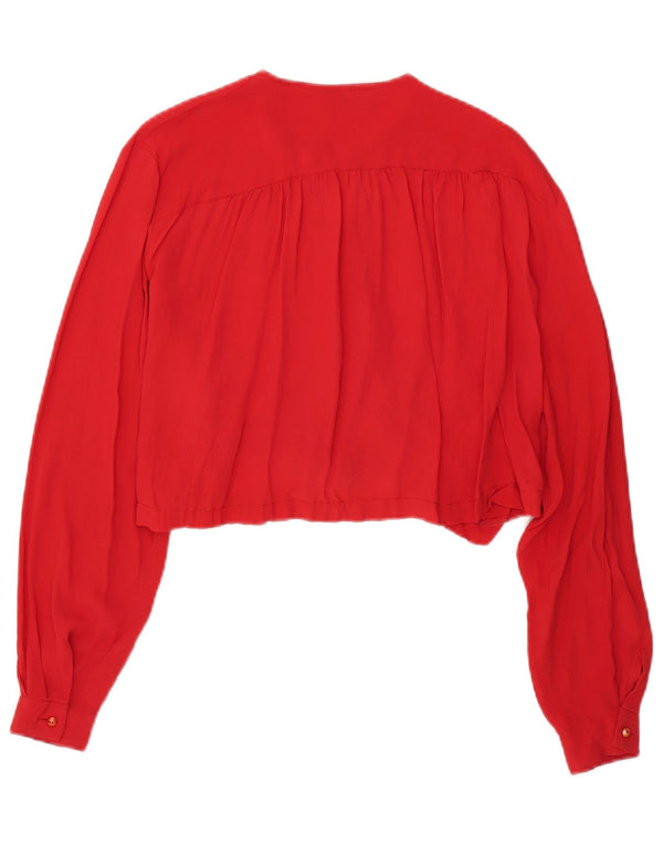 Vintage mujer crop oversized camisa blusa Reino Unido 16 rojo grande