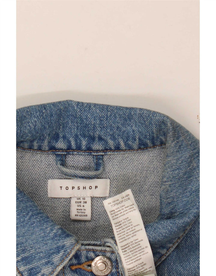 Topshop Chaqueta vaquera corta para mujer UK 10 Small Blue Cotton