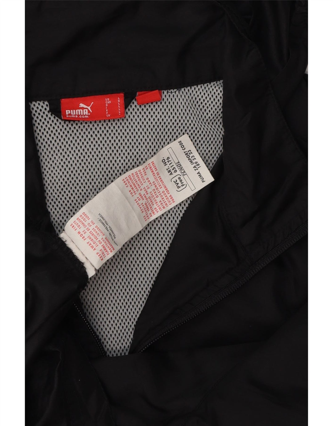 PUMA Chaqueta impermeable con capucha para hombre, talla 42, talla grande, color negro, poliamida