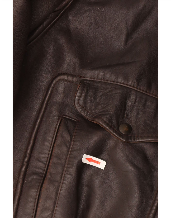 Chaqueta de cuero vintage para hombre Reino Unido 42 XL Marrón