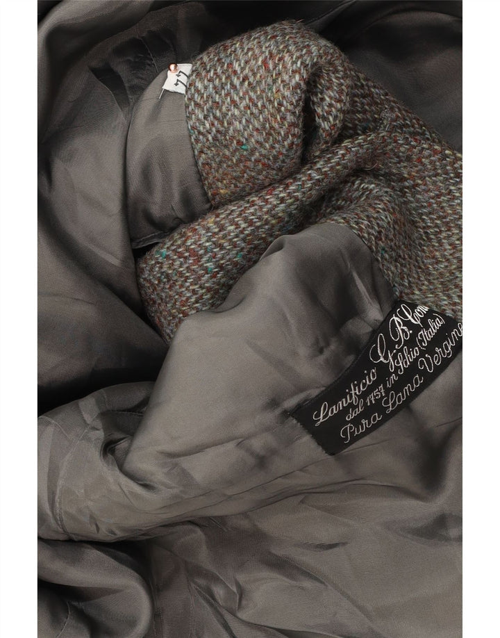 LANIFICO CAMPORE Chaqueta tipo blazer de 2 botones para mujer IT 44 Chevron marrón medio