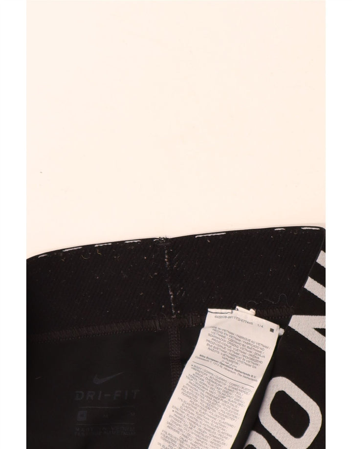 NIKE Leggings gráficos Dri Fit para mujer UK 12 Mediano Negro Poliéster