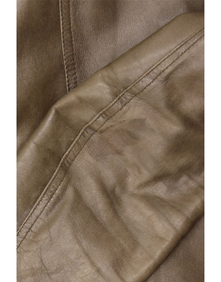 Chaqueta de cuero vintage para mujer IT 42 Cuero caqui medio