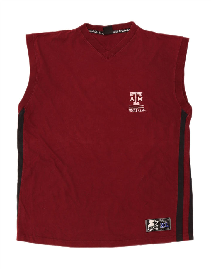 Starter Camiseta sin mangas para hombre XL Borgoña Algodón