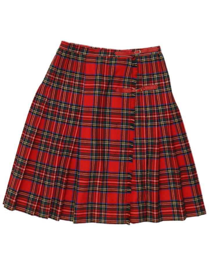 Falda cruzada vintage para mujer W30 cuadros rojos medianos