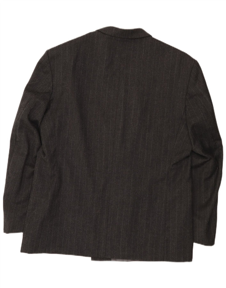 Vintage hombres doble pecho Blazer chaqueta EU 54 2XL lana gris a rayas
