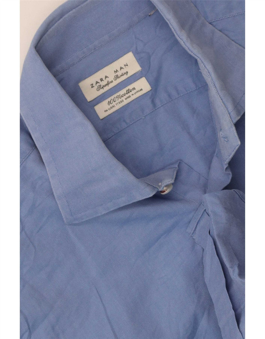 Zara Hombre Camisa Azul Medio Algodón