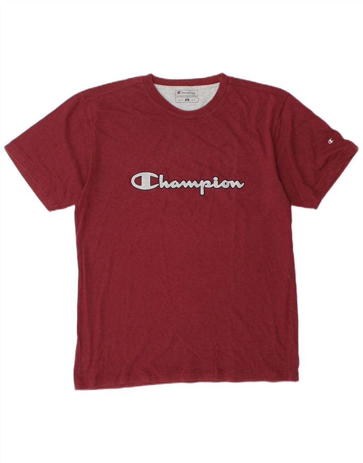 CHAMPION Camiseta gráfica para hombre Top grande de algodón granate