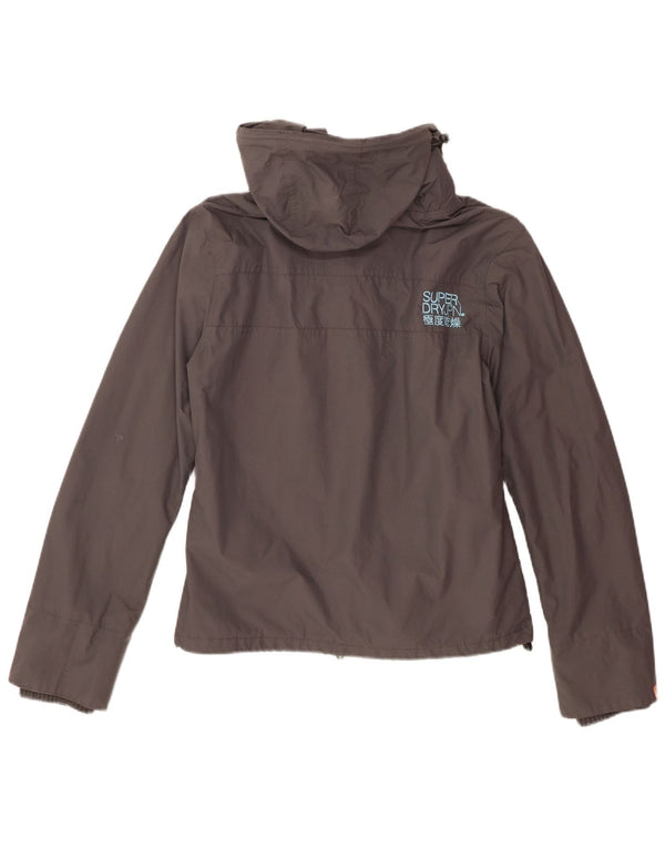 Superdry Chaqueta cortavientos con capucha y gráfico para mujer, talla 44, nailon gris grande