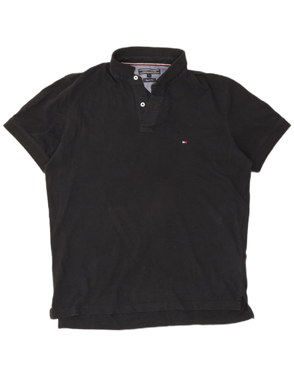 Tommy Hilfiger Mens Regular Fit Polo Shirt Large Black Cotton