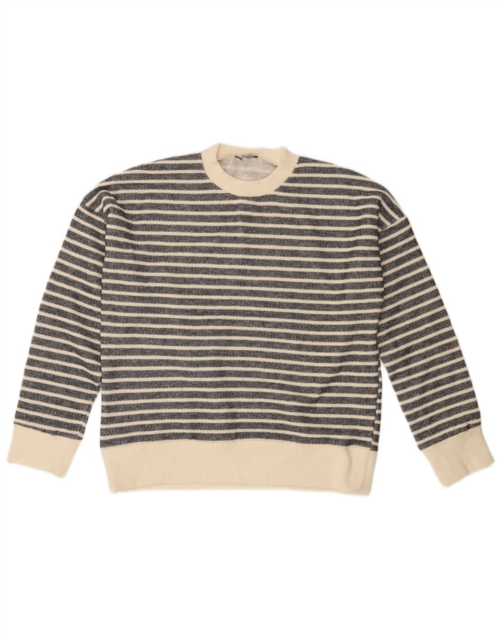 ZARA Jersey de cuello redondo para mujer UK 44 Poliéster a rayas negro mediano