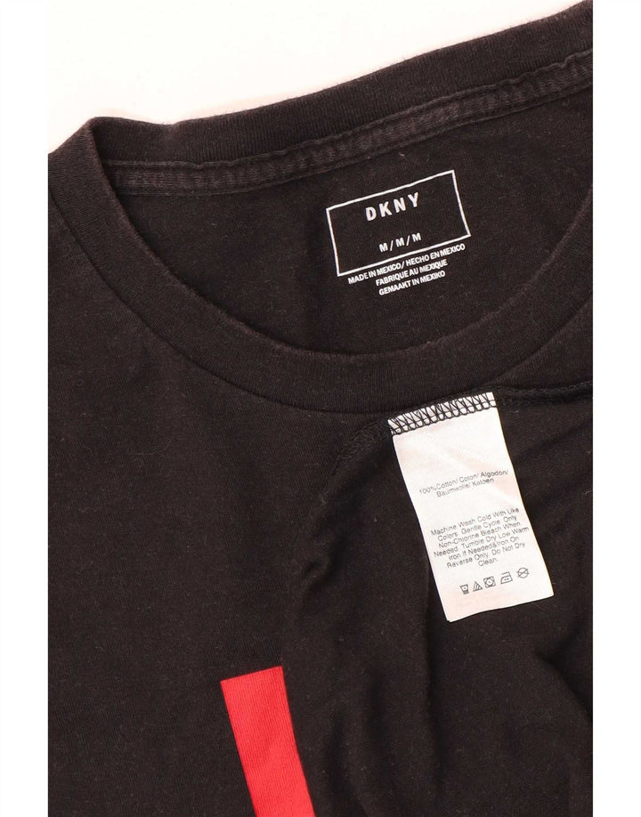 Dkny Hombre Camiseta Gráfica Top Medio Algodón Negro