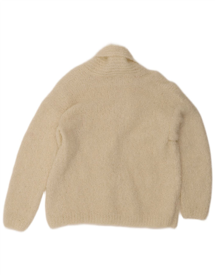 VINTAGE Womens Oversized Cardigan Sweater UK 16 Large Off White