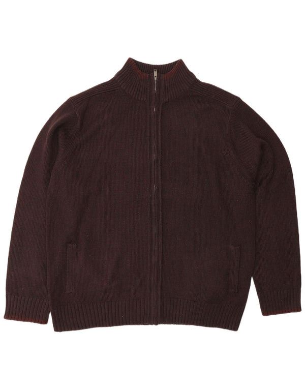 Marks & Spencer Suéter tipo cárdigan de ajuste regular para hombre 2XL Poliacrílico burdeos