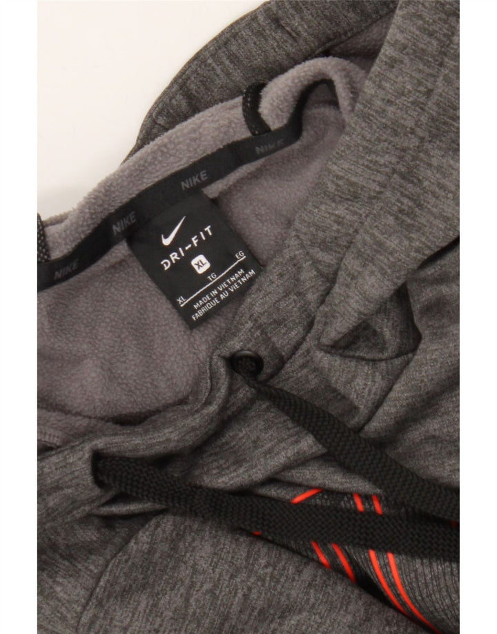 NIKE Mens Dri Fit Graphic Hoodie Jumper XL Grey Polyester Vintage Nike and Second-Hand Nike from Messina Hembry 