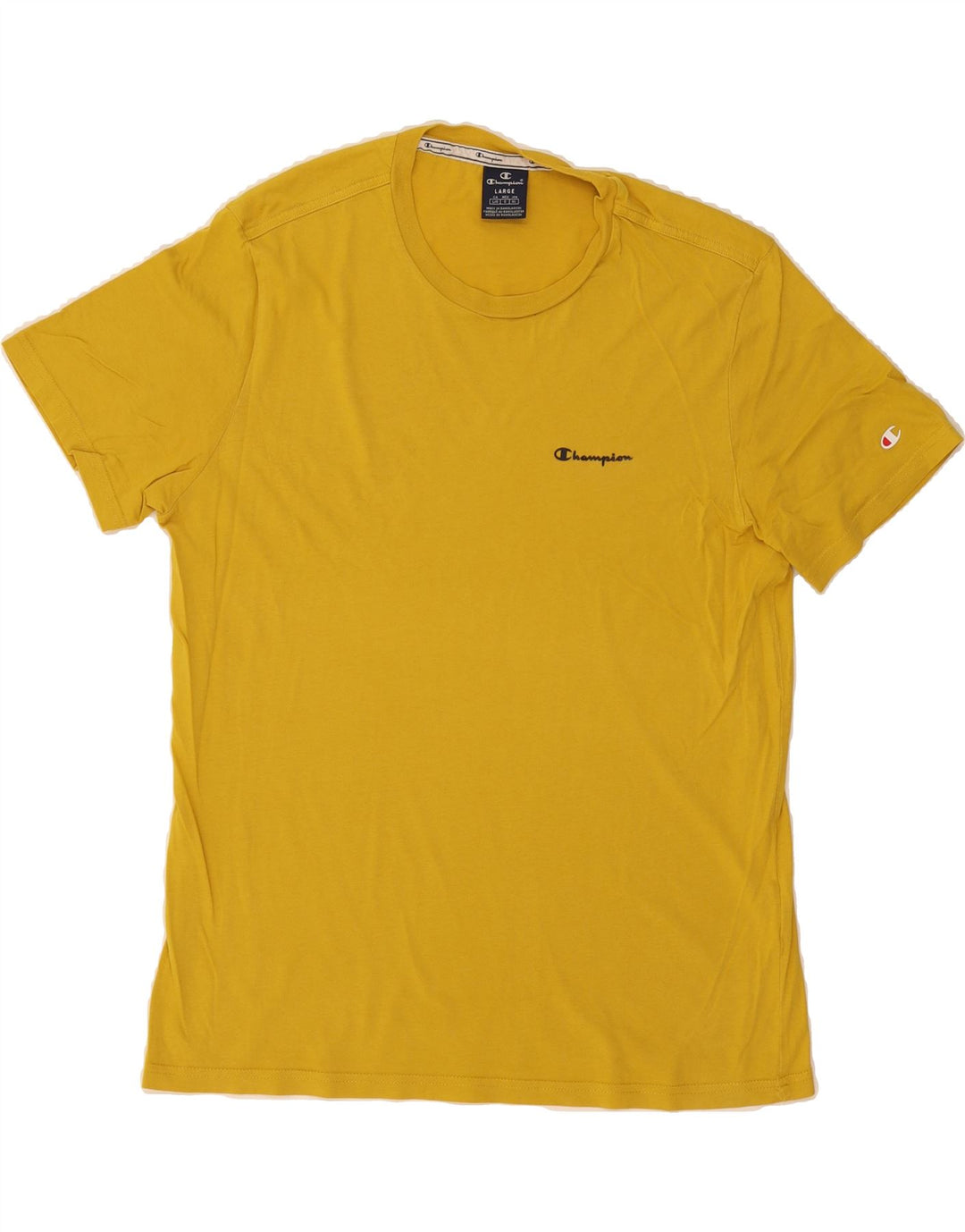 CHAMPION Mens T-Shirt Top Large Yellow Cotton Vintage Champion and Second-Hand Champion from Messina Hembry 