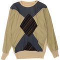 Vintage hombres barco cuello jumper suéter pequeño multicolor Argyle/Diamond