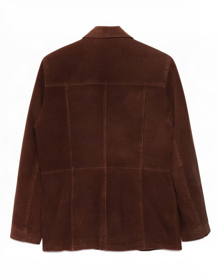 Vintage mujer ante chaqueta Reino Unido 18 XL cuero marrón