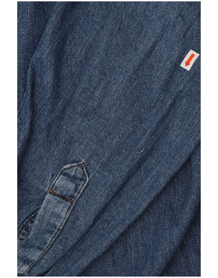 Rifle Camisa vaquera para hombre Algodón azul grande