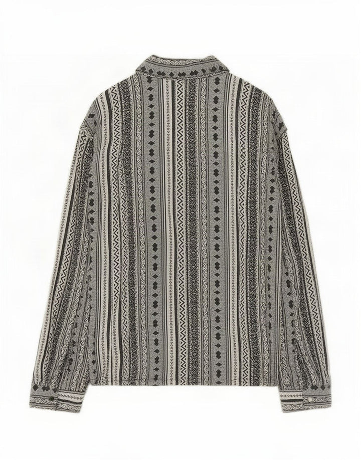 Camisa vintage para hombre Viscosa a rayas grises grandes