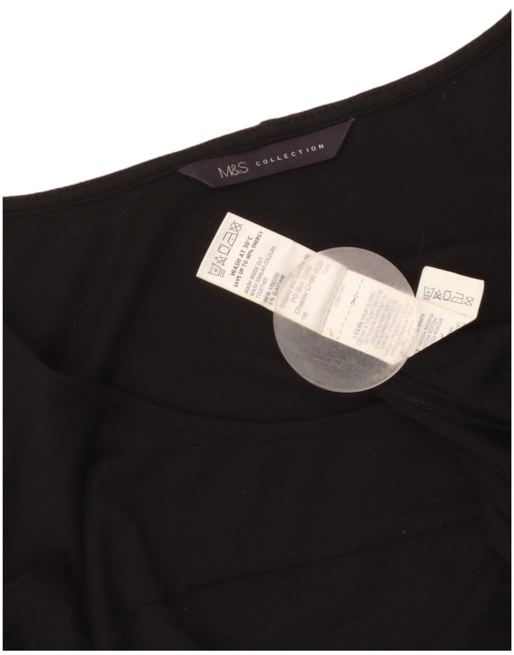 Marks & Spencer Vestido acampanado de manga 3/4 para mujer UK 8 Small Viscosa negra