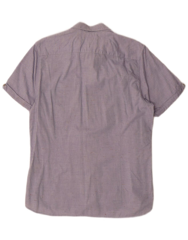 Ted Baker Camisa de manga corta para hombre Talla 4 Grande Algodón moteado azul