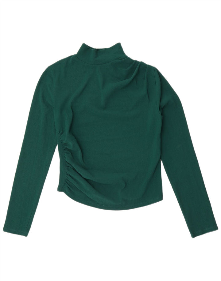 Zara Mujer Crop Top Manga Larga UK 42 Verde Medio