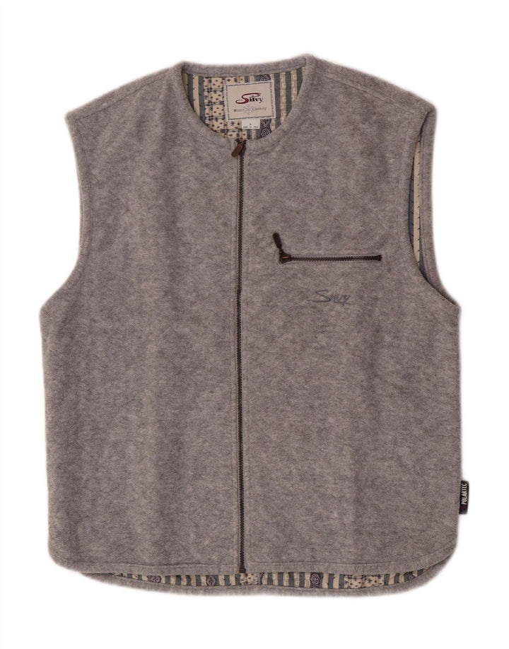 Chaleco polar Silvy para hombre UK 40 Poliéster gris grande