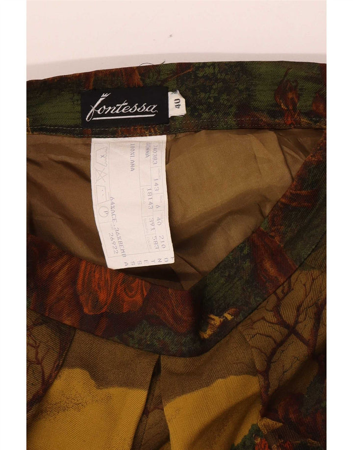 Vintage mujer patrón abstracto Capri pantalones IT 40 Pequeño W24 L18 Multicol