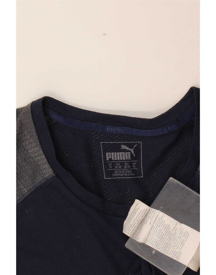 Puma Camiseta para hombre Top XL Azul marino Colorblock Poliéster