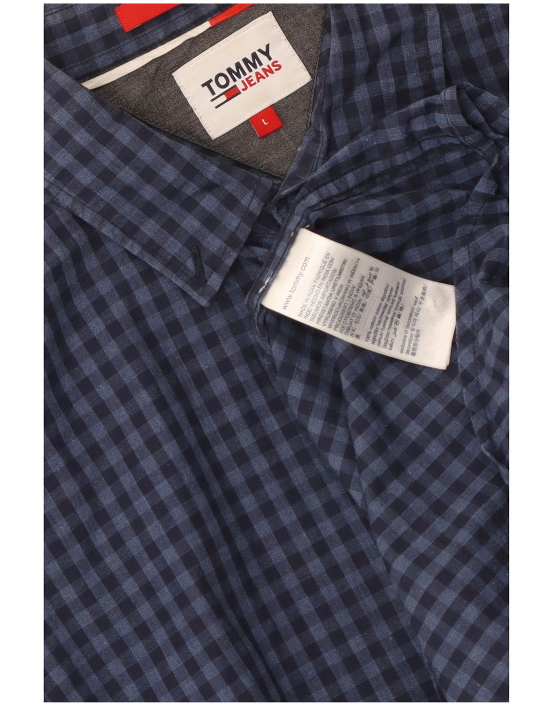 Tommy Hilfiger Camisa de corte regular para hombre de algodón a cuadros azul marino grande