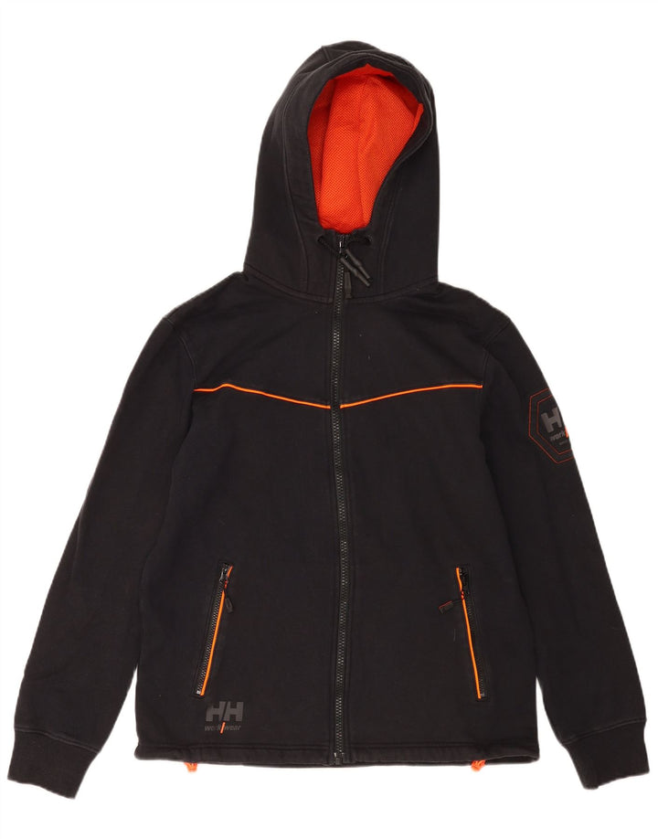 Helly Hansen Sudadera con capucha y cremallera gráfica para hombre, talla grande, algodón negro
