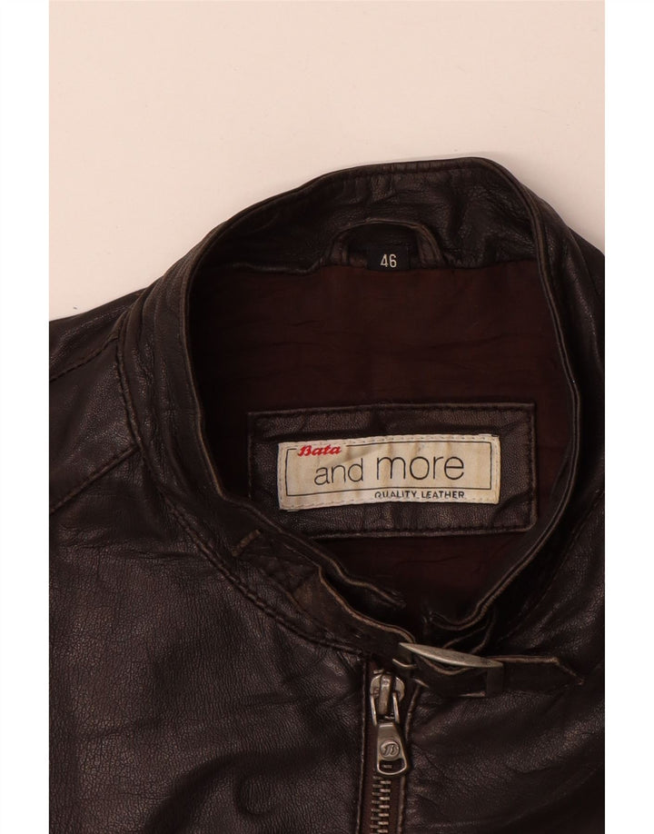 Bata and More Chaqueta de cuero para mujer IT 46 Cuero marrón grande