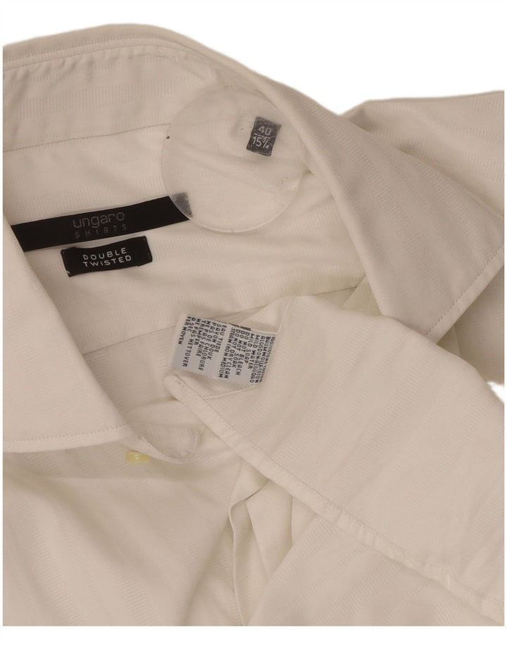 Camisa UNGARO Hombre Talla 40 15 1/2 Mediana Blanco Algodón