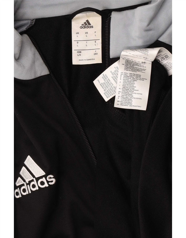 Chaqueta superior de chándal Adidas para hombre, poliéster con bloques de color negro grande