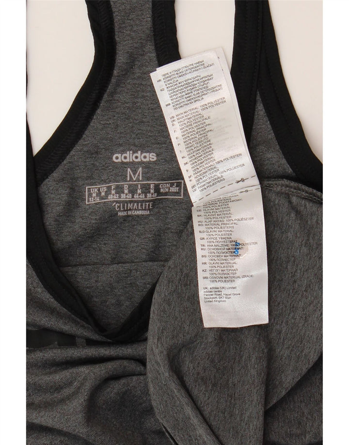 ADIDAS Mujer Climalite Graphic Vest Top UK 12/14 Poliéster gris medio