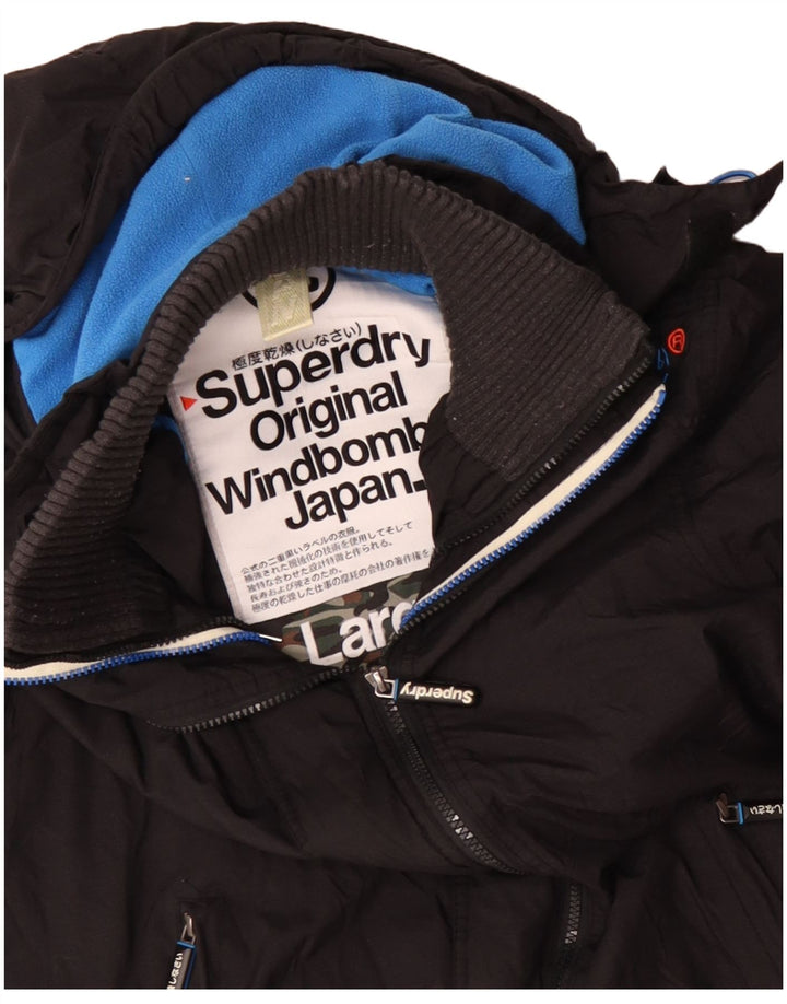 Superdry Chaqueta cortavientos con capucha Windbomber para hombre, talla 40, color negro