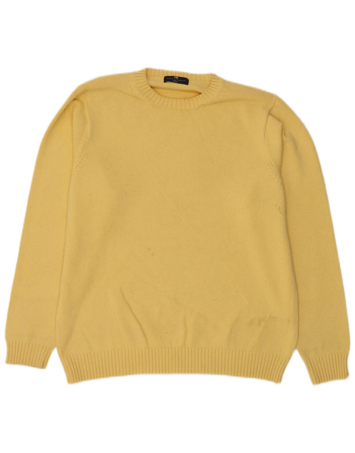 Marks & Spencer Jersey de cuello redondo azul Harbor para hombre Amarillo mediano