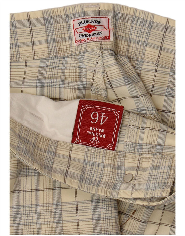 Pantalones cortos chinos para hombre Blue Side IT 46 Small W32 Algodón a cuadros beige