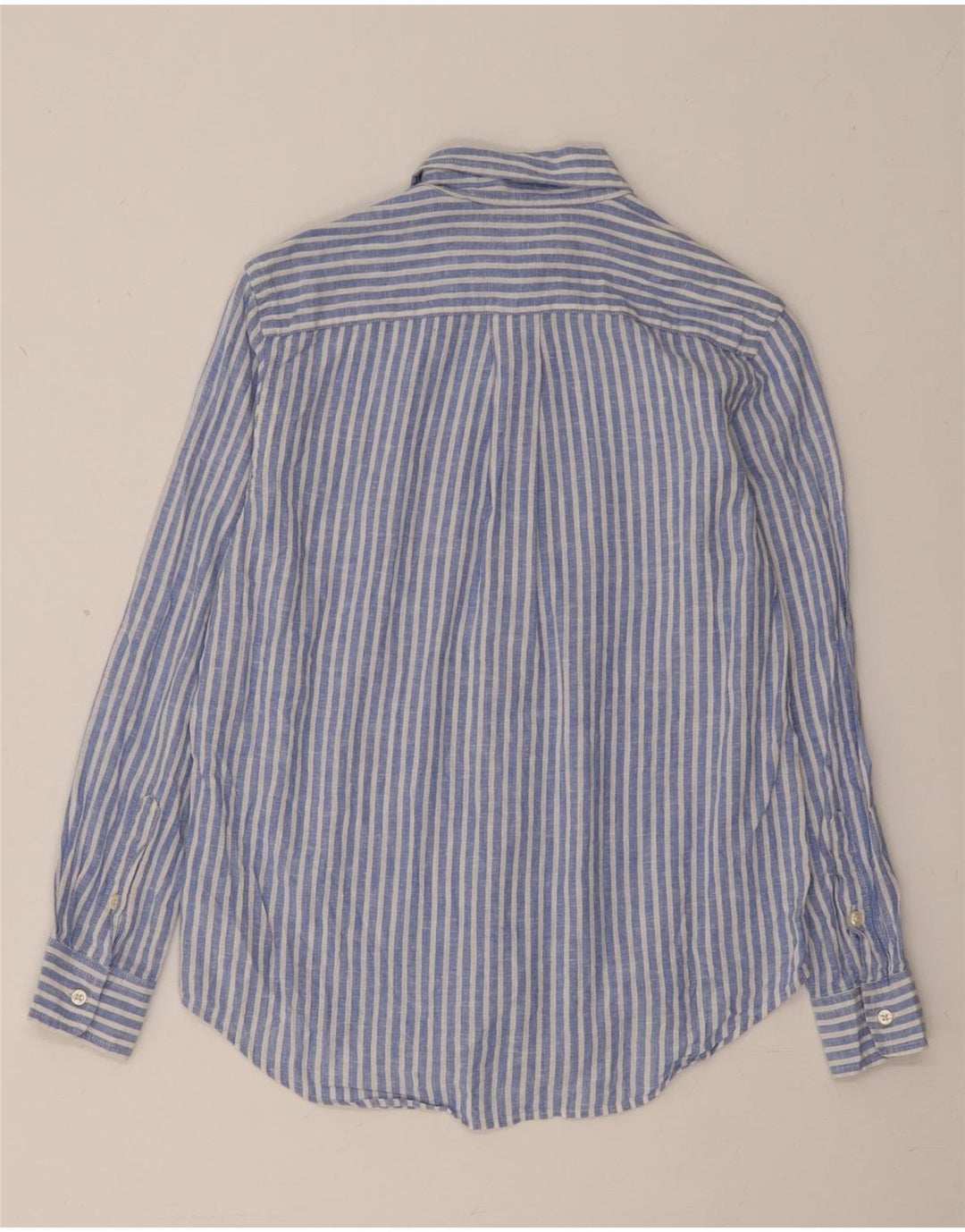 Ralph Lauren Camisa Niño 10-11 Años Lino Rayas Azul Medio