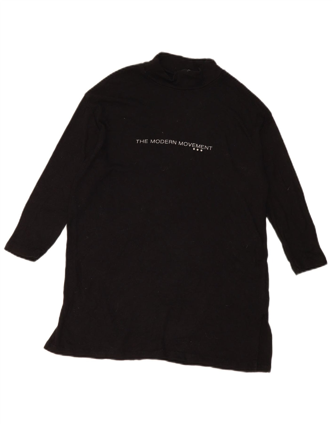 Zara Mujer Top Gráfico Manga 3/4 UK 44 Medium Viscosa Negra