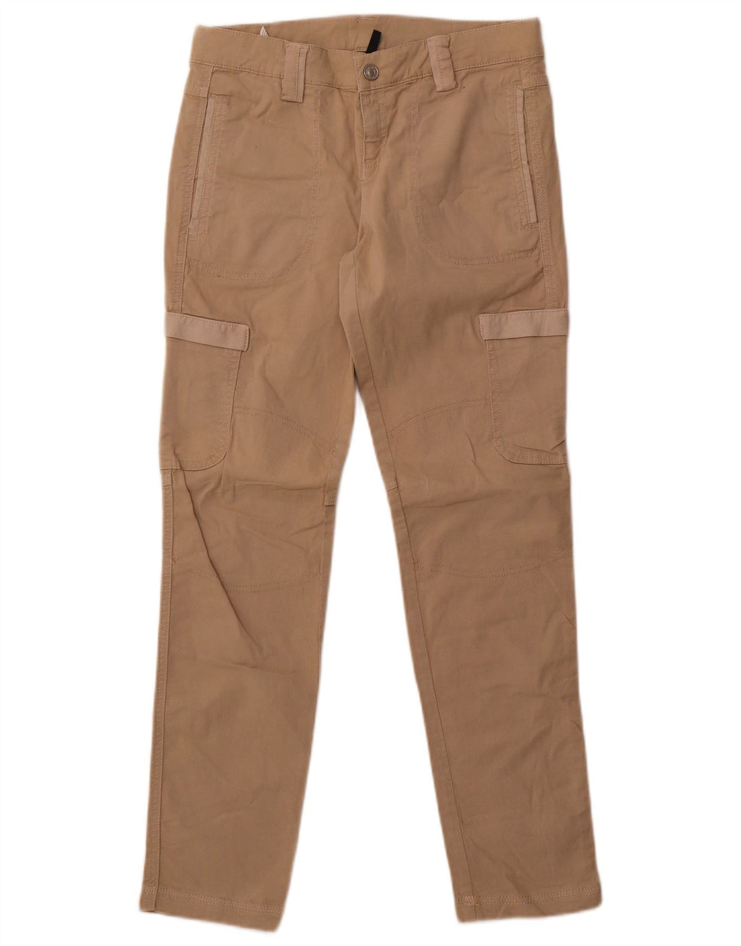 Benetton Pantalón Cargo Slim Mujer IT 42 Medium W30 L30 Algodón Beige