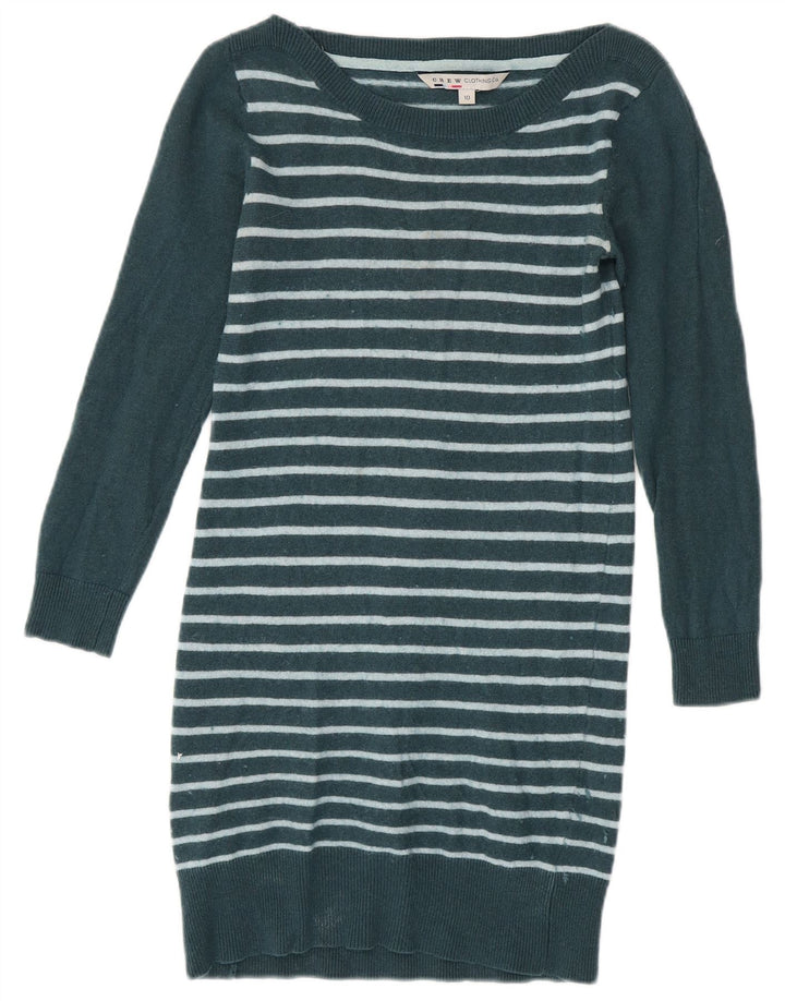CREW CLOTHING Vestido tipo jersey de manga larga para mujer UK 10 Small Green Stripes