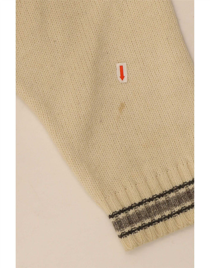 Tobia System Jersey de cuello redondo para hombre, color beige medio, geométrico